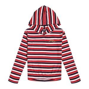 Tommy Hilfiger Big Girls Hooded Stripe Jersey Top Red White Blue Size L (12/14)